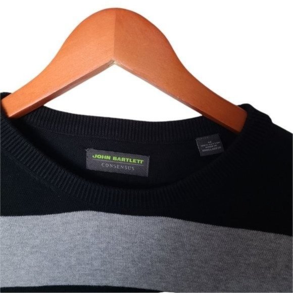John Bartlett Consensus Men's Stripe Crew Neck Sweater size M Medium 100% Cotton - Picture 5 of 9